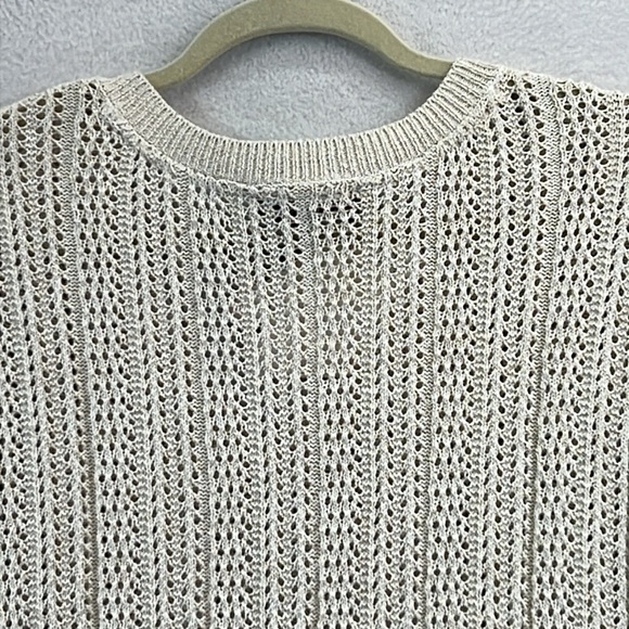 DKNY Jeans Women’s Sweater Vest XL Cream / Gold Open Knit Pattern NWT - Picture 9 of 12